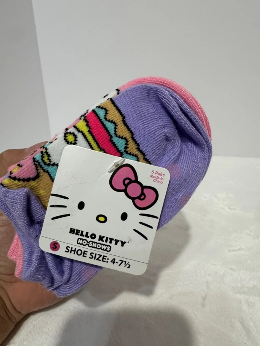Sanrio Hello kitty no shows socks 5 pairs small show size 4-7 1/2 cute